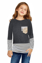 Load image into Gallery viewer, Girls Striped Color Block Sequin Pocket Top
