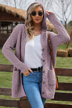 Load image into Gallery viewer, Popcorn-Knit Long Sleeve Hooded Cardigan
