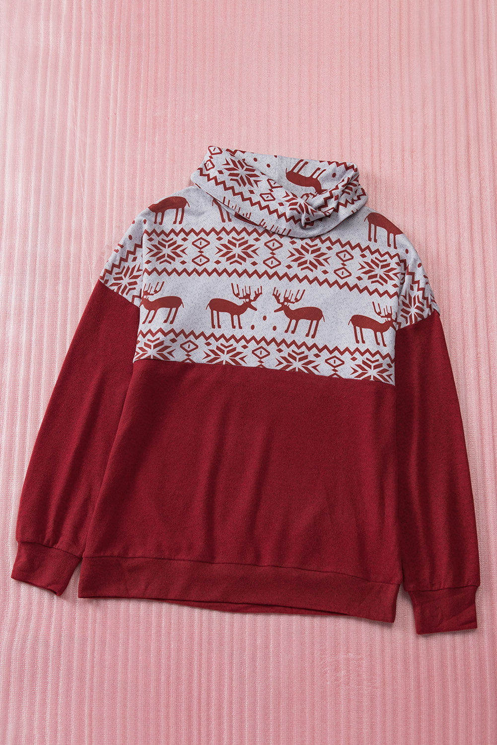 Christmas Reindeer Print Turtleneck Knit Top
