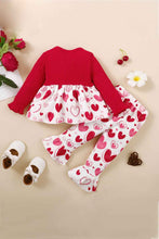 Load image into Gallery viewer, Girls Heart Print Bow Detail Sweater and Flare Pants Set
