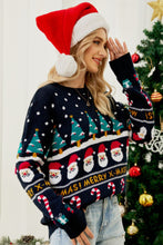 Load image into Gallery viewer, Christmas Candy Cane Ribbed Trim Sweater
