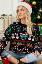 Load image into Gallery viewer, Christmas Print Crewneck Dropped Shoulder Sweater
