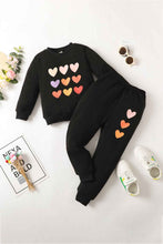 Load image into Gallery viewer, Kids Heart Graphic Sweatshirt and Joggers Set
