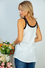 Load image into Gallery viewer, White Birch Beautiful Day Full Size Contrast Trim Sleeveless Top
