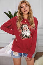 Load image into Gallery viewer, Christmas Santa Graphic Raglan Sleeve Sweatshirt
