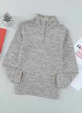 Load image into Gallery viewer, Kids Quarter-Zip Collar Sweatshirt with Kangaroo Pocket
