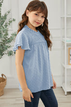 Load image into Gallery viewer, Girls Swiss Dot Smocked Flutter Sleeve Blouse
