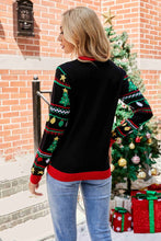 Load image into Gallery viewer, Christmas Print Sequin Round Neck Sweater
