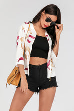 Load image into Gallery viewer, Printed Zip-Up Three-Quarter Sleeve Bomber Jacket
