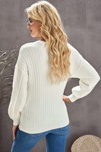 Load image into Gallery viewer, Ribbed Puff Sleeve Surplice Sweater
